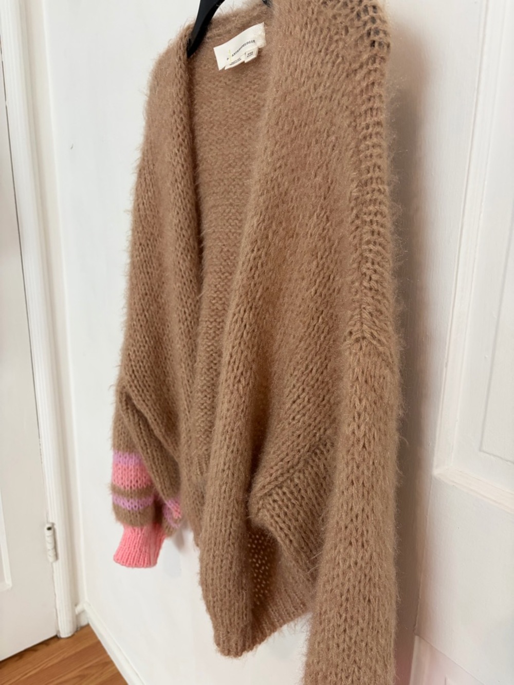 Anthropologie Fuzzy Camel Open-Front Knit Cardigan - Picture 4 of 8